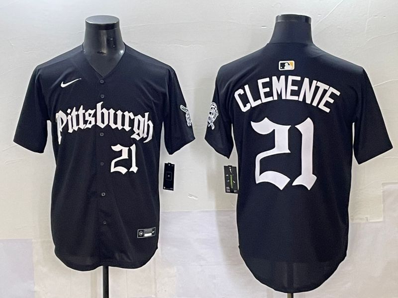 Men 2025 Pittsburgh Pirates #21 Clemente Black Five generations Joint Name Nike MLB Jersey style 9->pittsburgh pirates->MLB Jersey